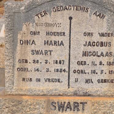 SWART Jacobus Nicolaas 1885-1958 &amp; Dina Maria 1887-1954
