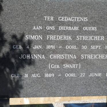 STREICHER Simon Frederik 1891-1955 &amp; Johanna Christina SWART 1889-1965