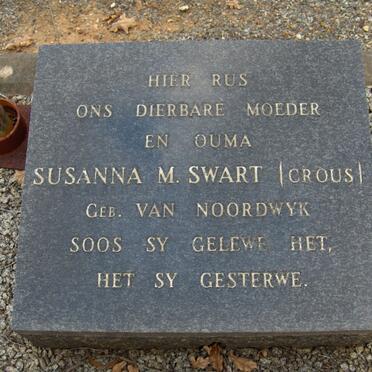 SWART Susanna M. previously CROUS nee VAN NOORDWYK