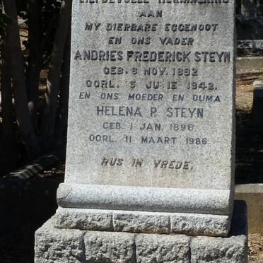 STEYN Andries Frederick 1892-1942 &amp; Helena P. 1896-1986