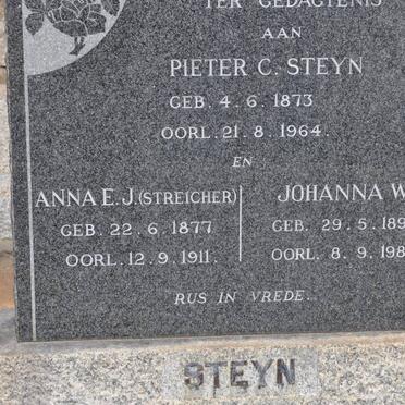 STEYN Pieter C. 1873-1964 &amp; Anna E.J. STREICHER 1877-1911 :: STEYN Johanna W. 1891-1981