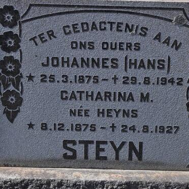 STEYN Johannes 1875-1942 &amp; Catharina M. HEYNS 1875-1927