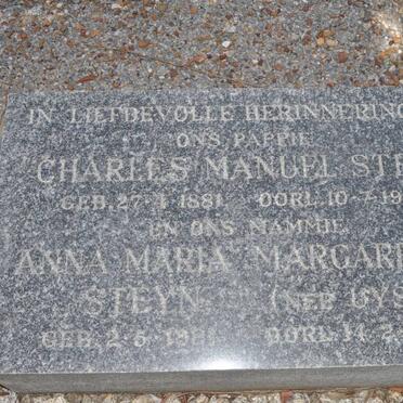 STEYN Charles Manuel 1881-1953 &amp; Anna Maria Margaretha UYS 1881-1962