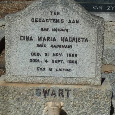 SWART Dina Maria Magrieta nee RADEMAN 1896-1966