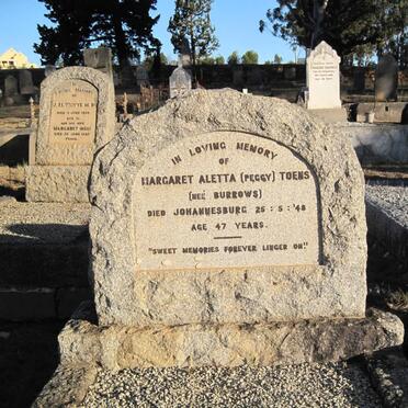 TOENS Margaret Aletta nee BURROWS -1948