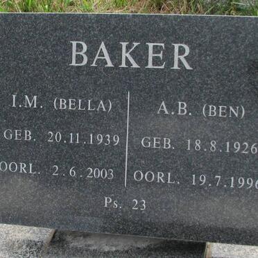 BAKER A.B. 1926-1996 &amp; I.M. 1939-2003