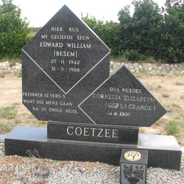 COETZEE Edward William 1942-1988 &amp; Cornelia Elizabeth LA GRANGE 1909-