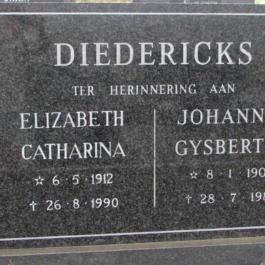 DIEDERICKS Johannes Gysbertus 1903-1984 &amp; Elizabeth Catharina 1912-1990