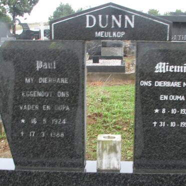 DUNN Paul 1924-1988 &amp; Miemie 1926-1996