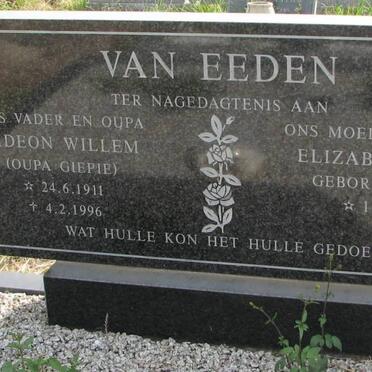 EEDEN Gideon Willem, van 1911-1996 &amp; Elizabeth Kunz VAN AS 1918-