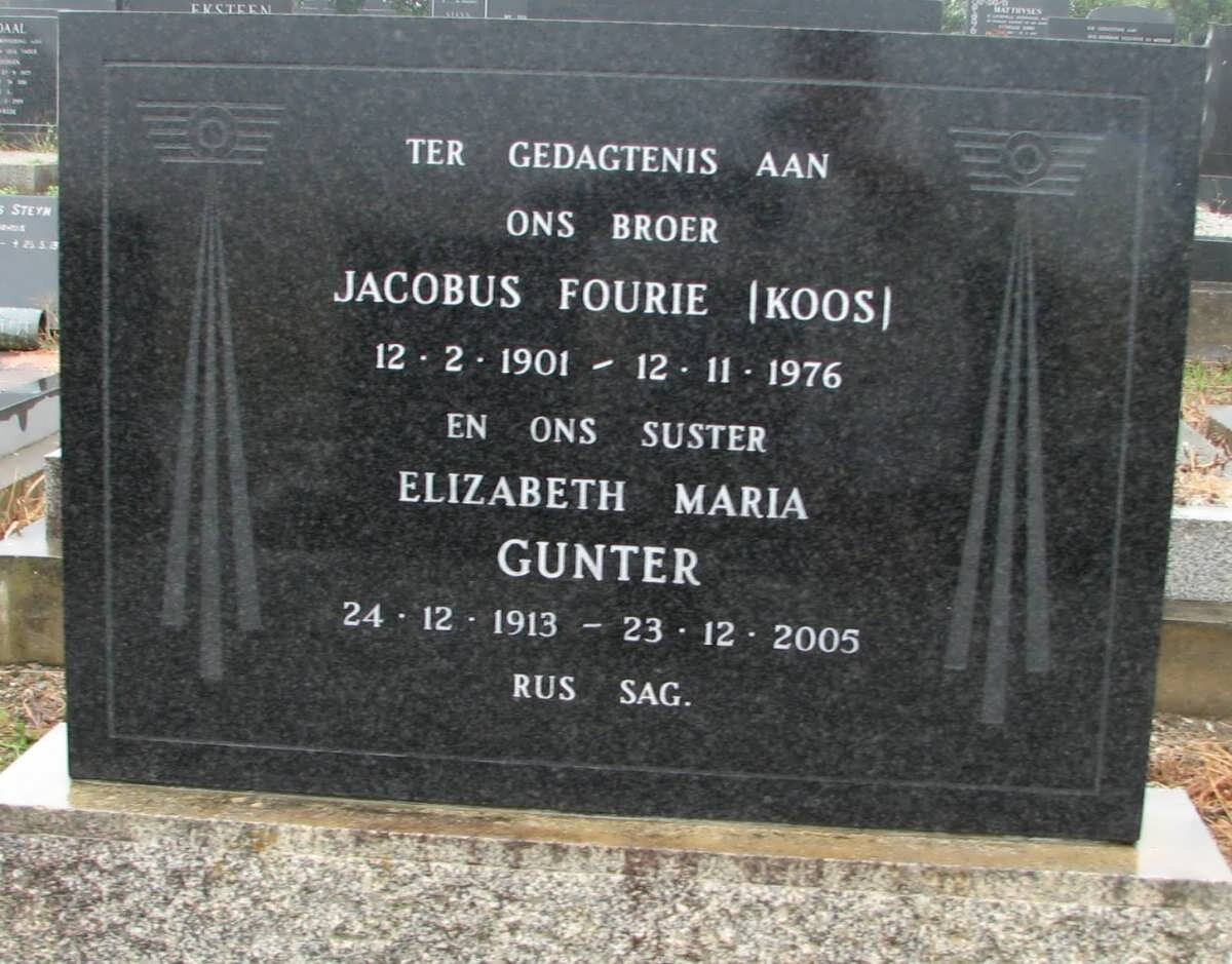 FOURIE Jacobus 1901-1976 :: GUNTER Elizabeth Maria 1913-2005