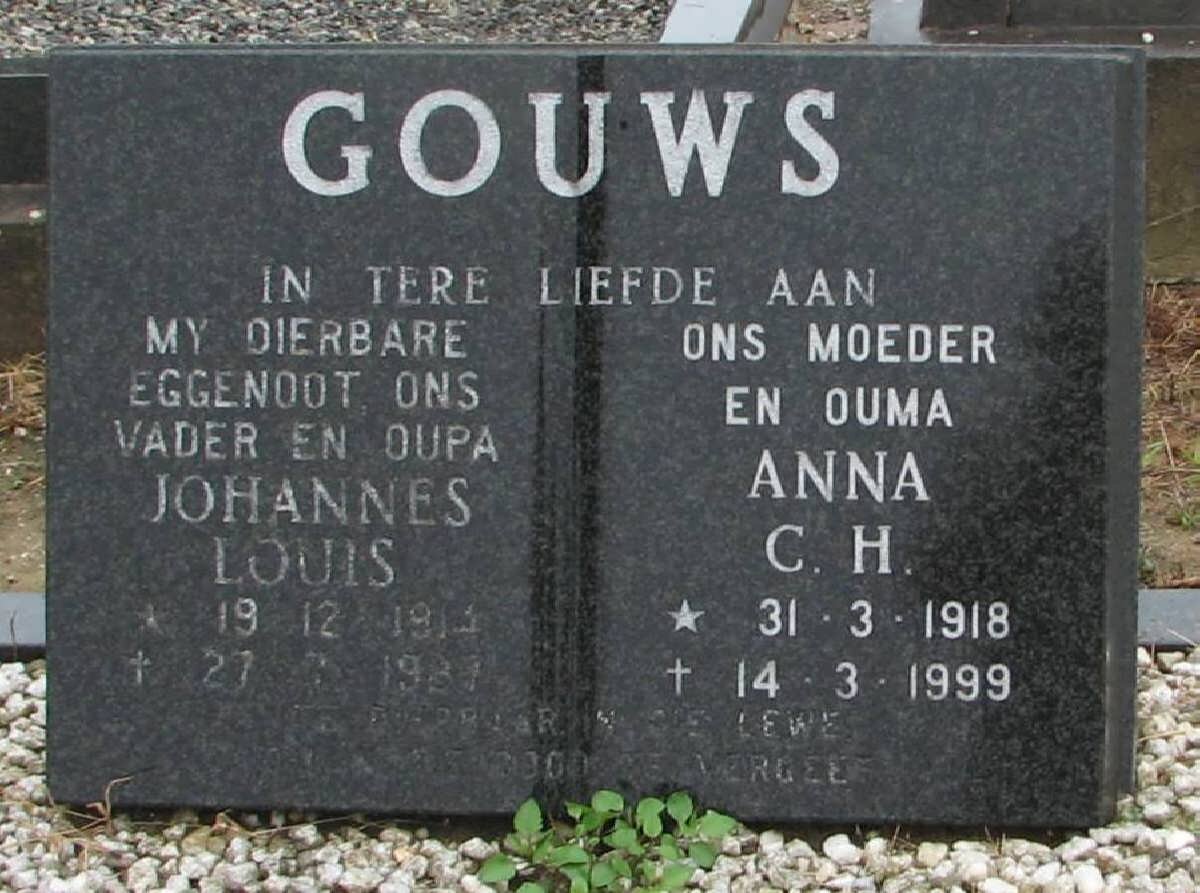 GOUWS Johannes Louis 1914-1987 &amp; Anna C.H. 1918-1999