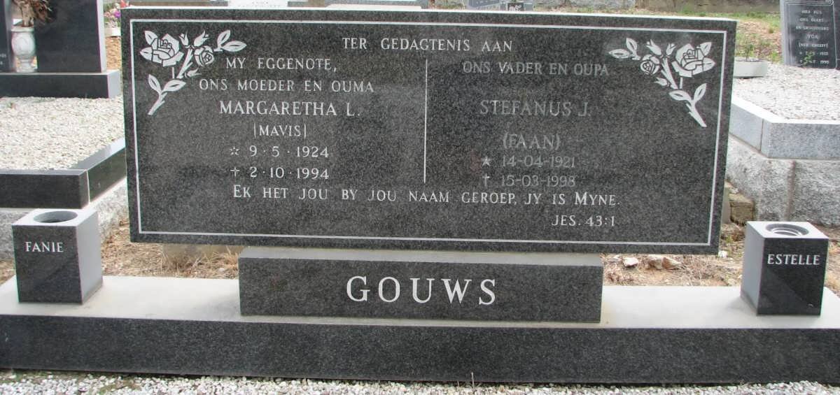 GOUWS Stefanus J. 1921-1998 &amp; Margaretha L. 1924-1994