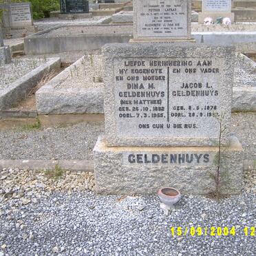 GELDENHUYS Jacob L. 1878-19?? &amp; Dina M. MATTHEE 1882-1955