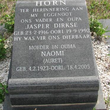 HORN Jasper Dirkse 1916-1992 &amp; Naomi AURET 1923-2005