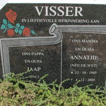 VISSER Jaap &amp; Annatjie DE WET 1945-2005
