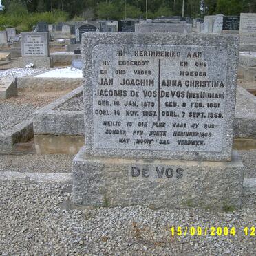 VOS Jan Joachim Jacobus, de 1879-1957 &amp; Anna Christina HUMAN 1881-1959