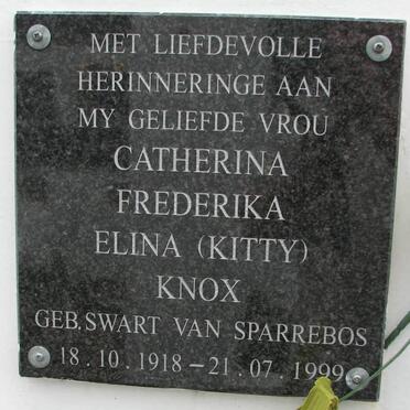 KNOX Catherina Frederika Elina nee SWART 1918-1999