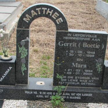 MATTHEE Gerrit 1949-1999 &amp; Mara 1954-2000