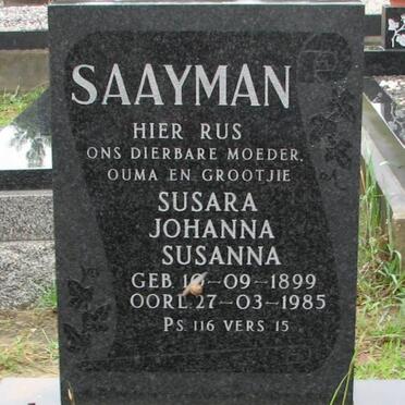 SAAYMAN Susara Johanna Susanna 1899-1985
