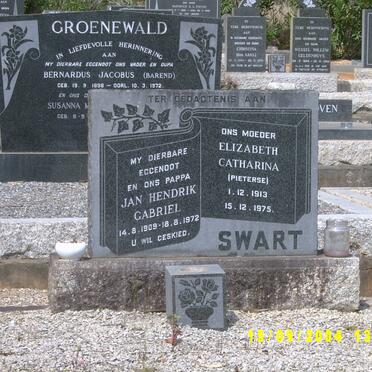 SWART Jan Hendrik Gabriel 1909-1972 &amp; Elizabeth Catharina PIETERSE 1913-1975