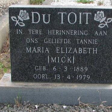 TOIT Maria Elizabeth, du 1889-1979