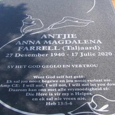 FARRELL Antjie Anna Magdalena nee TALJAARD 1940-2020