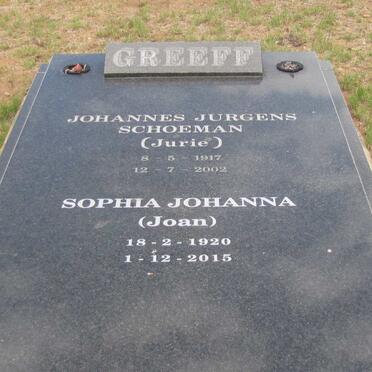 GREEFF Johannes Jurgens Schoeman 1917-2002 &amp; Sophia Johanna 1920-2015