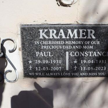 KRAMER Paul 1930-2007 & Constance 1931-2023