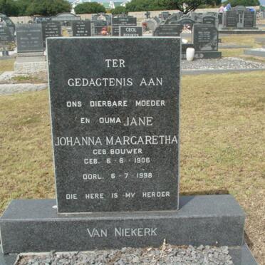 NIEKERK Johanna Margaretha, van nee BOUWER 1906-1998
