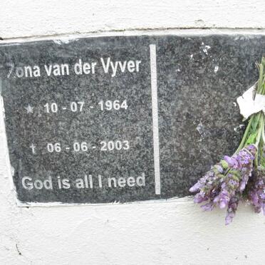 VYVER Zona, van der 1964-2003