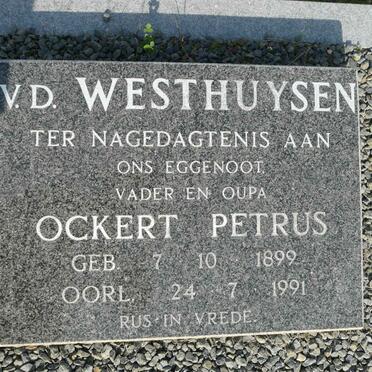 WESTHUIZEN Ockert Petrus, van der 1899-1991 &amp; Hester Dorothea 1924-2000