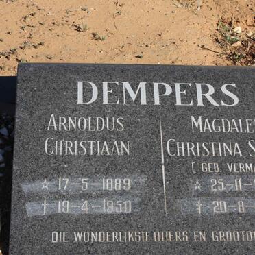 DEMPERS Arnoldus Christiaan 1889-1950 &amp; Magdalena Christina Sophia VERMAAS 1899-1991