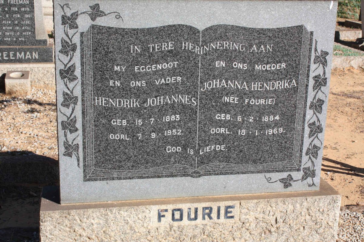 FOURIE Hendrik Johannes 1883-1952 &amp; Johanna Hendrika FOURIE 1884-1969