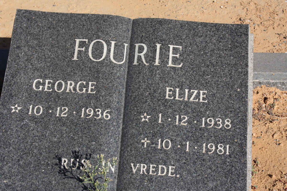 FOURIE George 1936-  &amp; Elize 1938-1981