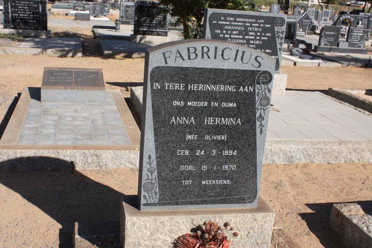 FABRICIUS Anna Hermina nee OLIVIER 1884-1970