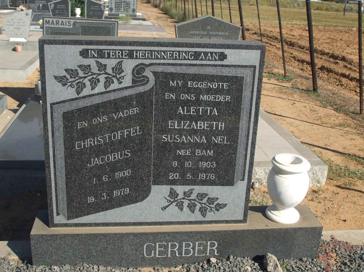 GERBER Christoffel Jacobus 1900-1979 &amp; Aletta Elizabeth Susanna Nel BAM 1903-1976