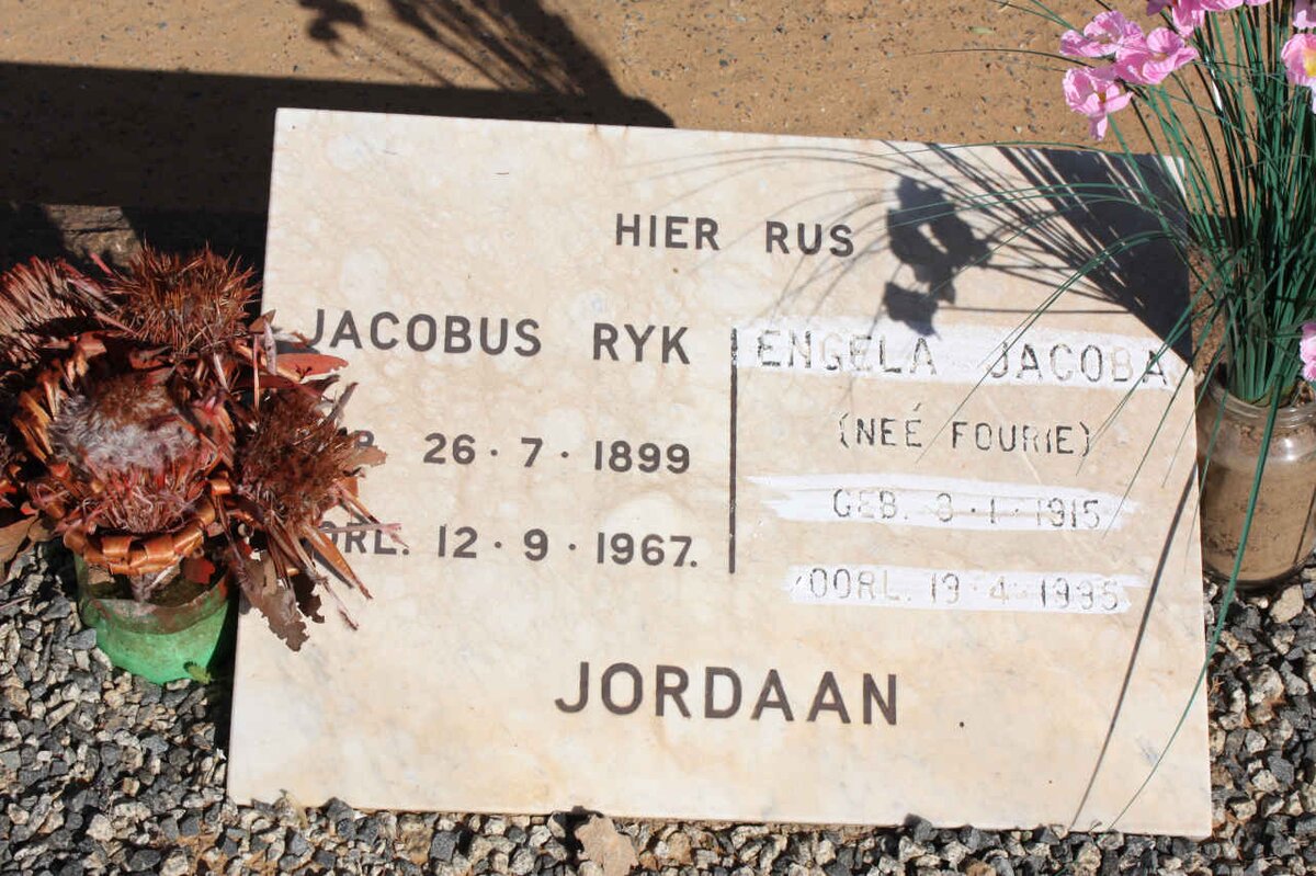 JORDAAN Jacobus Ryk 1899-1967 &amp; Engela Jacoba FOURIE 1915-1995