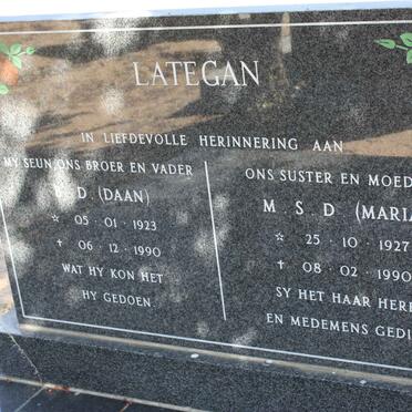 LATEGAN ? D. 1923-1990 &amp; M.S.D. 1927-1990