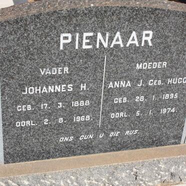 PIENAAR Johannes H. 1888-1968 &amp; Anna J. HUGO 1895-1974