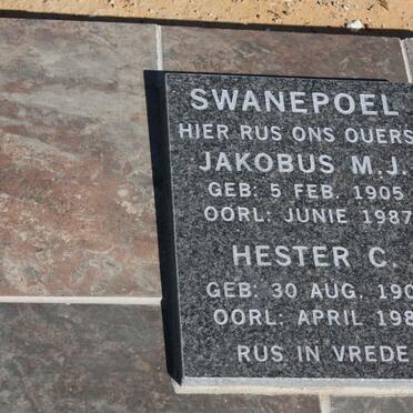 SWANEPOEL Jakobus M.J. 1905-1987 &amp; Hester C. 1905-1987