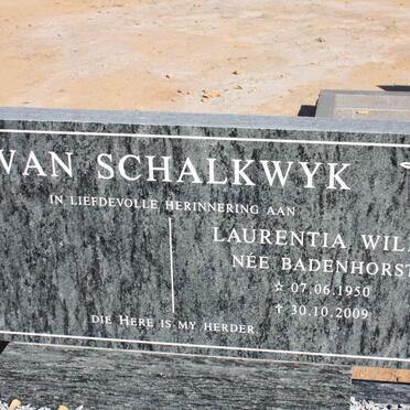 SCHALKWYK Larentia Willa, van nee BADENHORST 1950-2009