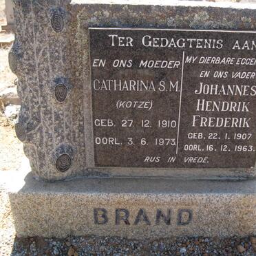 BRAND Johannes Hendrik Frederik 1907-1963 &amp; Catharina S.M. KOTZE 1910-1973
