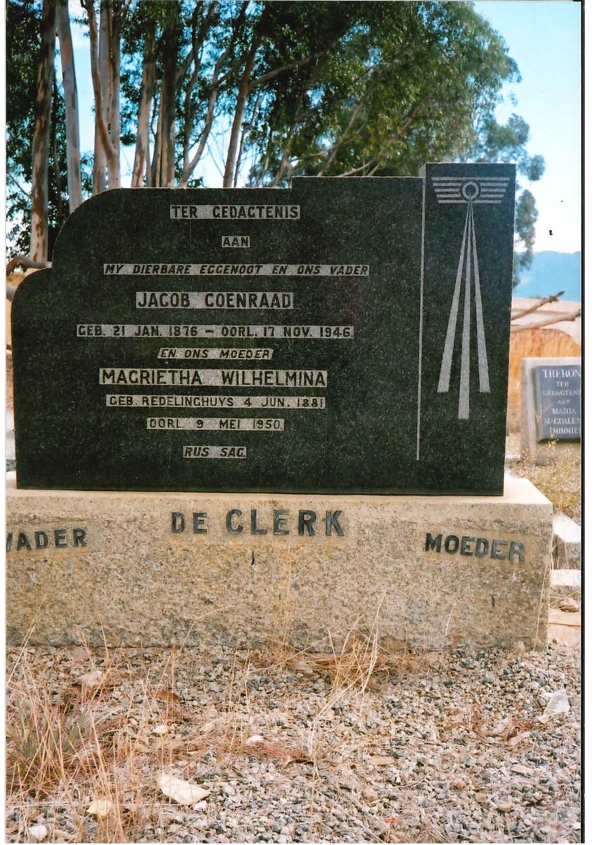 CLERK Jacob Coenraad, de 1876-1946 &amp; Magrietha Wilhelmina REDELINGHUYS 1881-1950