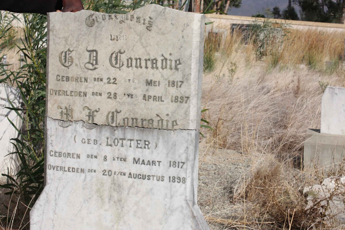 CONRADIE G.D. 1817-1897 &amp; M.H. LOTTER 1817-1898