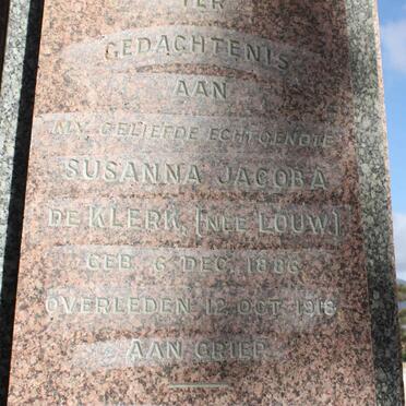 KLERK Susanna Jacoba, de nee LOUW 1886-1918
