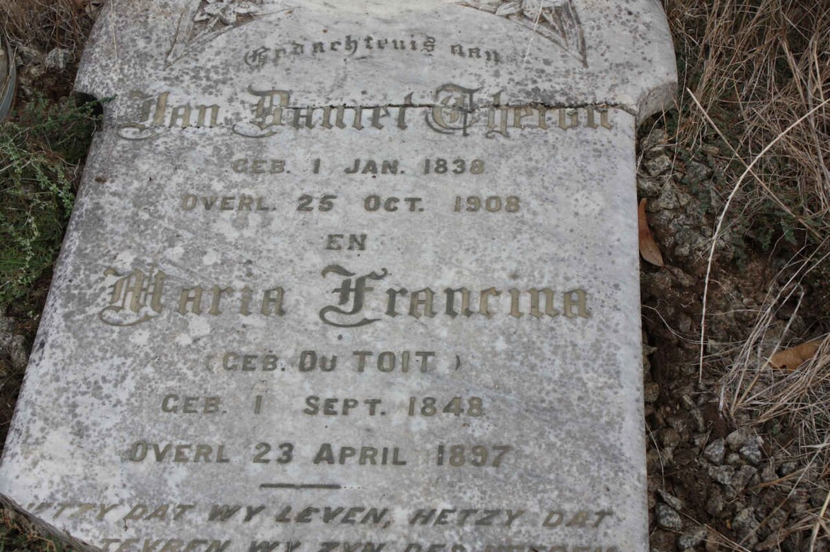 THERON Jan Daniel 1838-1908 &amp; Maria Francina DU TOIT 1848-1897