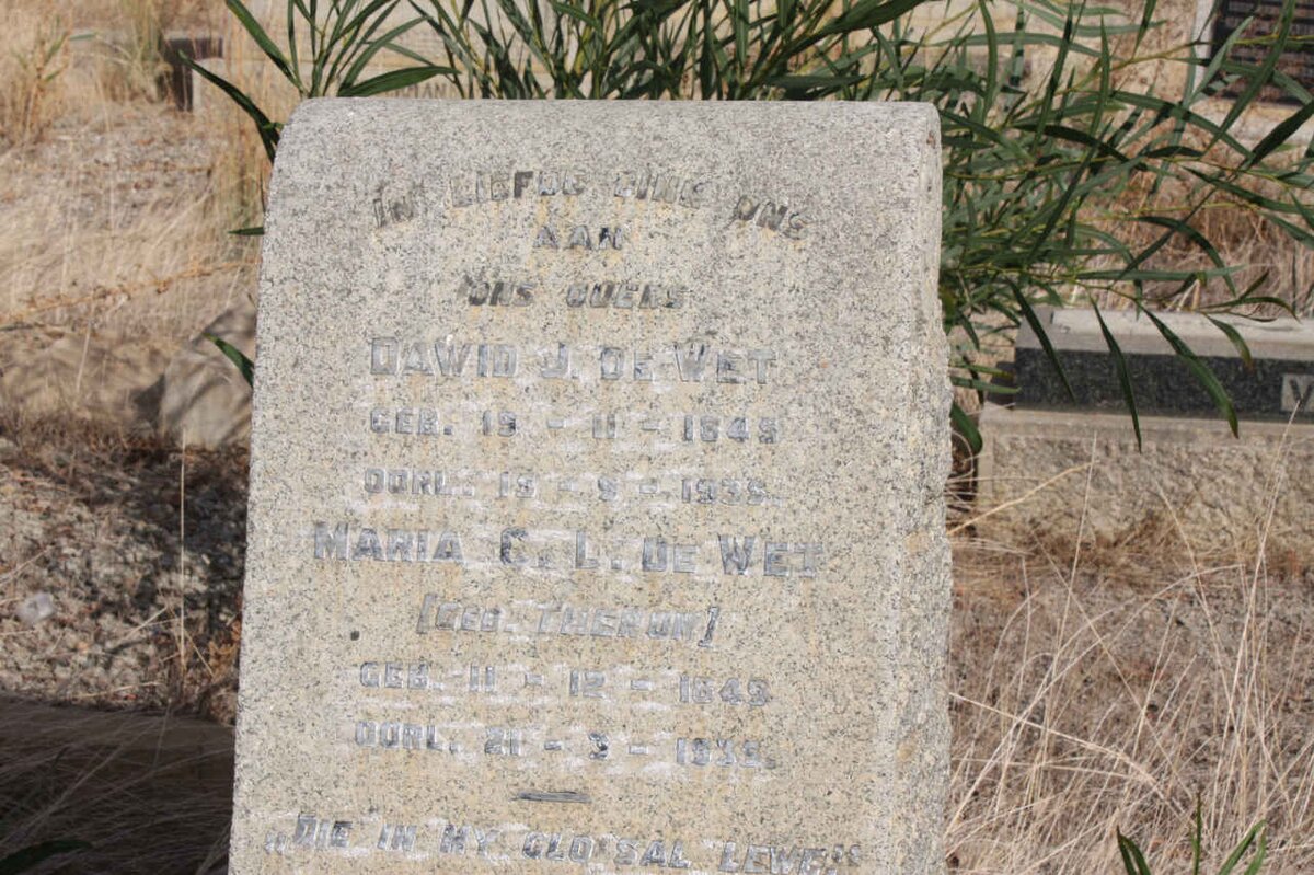 WET Dawid J., de 1845-1939 &amp; Maria C.L. THERON 1849-1935