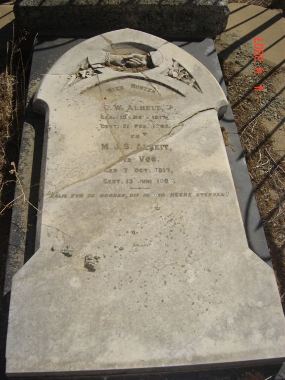 ALHEIT C.W. 1817-1902 &amp; M.J.S. VOS 1817-1906