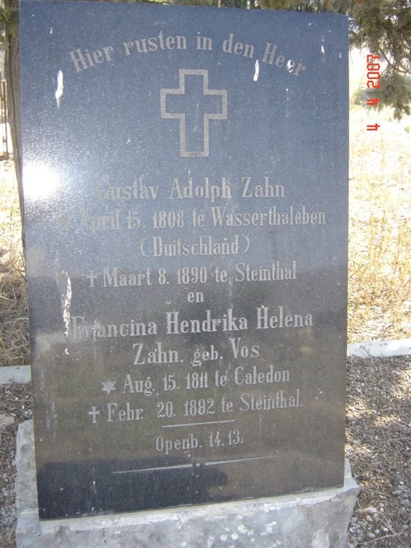 ZAHN Gustav Adolph 1808-1890 &amp; Francina Hendrika Helena VOS 1811-1882_1